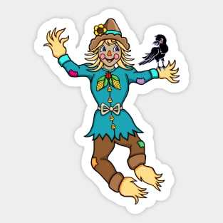 Cute Dancing Scarecrow and Crow Sticker